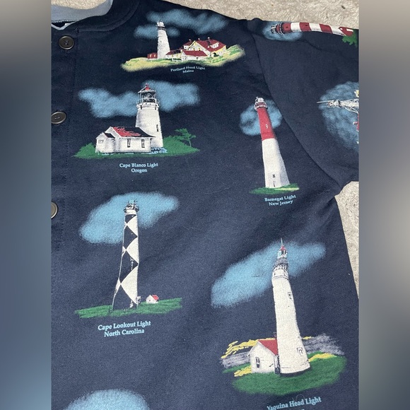 Vintage Lights of the United States Button Down Sweater Art Unlimited Size XL - Picture 7 of 11